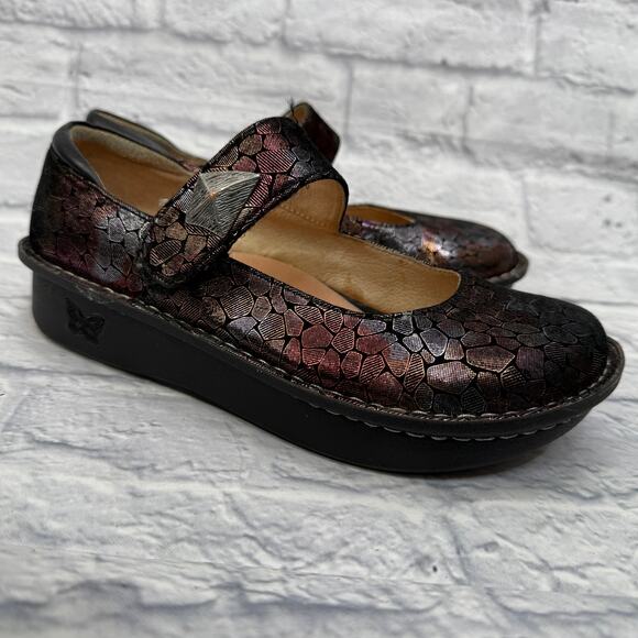 Alegria PAL-839 Paloma Metallic Black Stone Mary Jane Shoes Women EU 38 US 7.5 - Picture 1 of 11